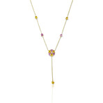 18K Yellow Gold Multicolor Sapphire + Diamond Necklace // 18" // New