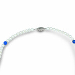 Sterling Silver Clasp Pearl + Lapis Lazuli Necklace // 19" // Pre-Owned