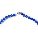 Sterling Silver Clasp Lapis Lazuli Bead Necklace // 35" // Pre-Owned