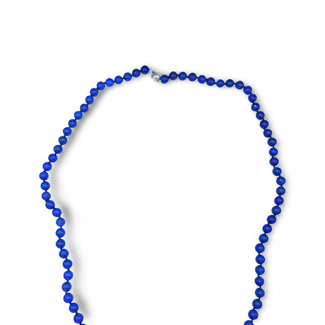 Sterling Silver Clasp Lapis Lazuli Bead Necklace // 35" // Pre-Owned
