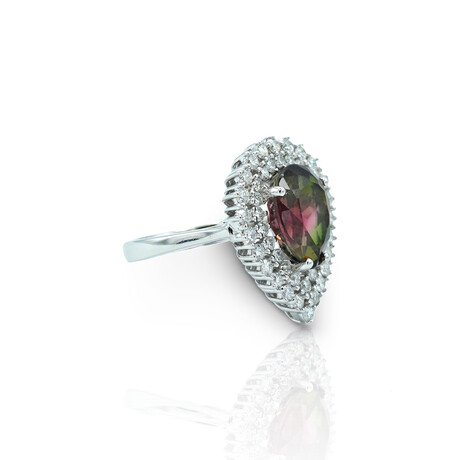 18K White Gold Bicolor Tourmaline + Diamond Ring // Ring Size: 7.5 // Pre-Owned