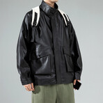 Faux Leather Jacket // Black (XL)