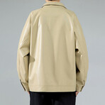 Faux Leather Jacket // Khaki (XL)
