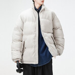 Logo High Collar Puffer Jacket // Khaki (M)