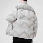 Printed High Collar Puffer Jacket // Khaki (S)