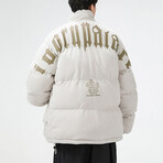 Logo High Collar Puffer Jacket // Khaki (M)