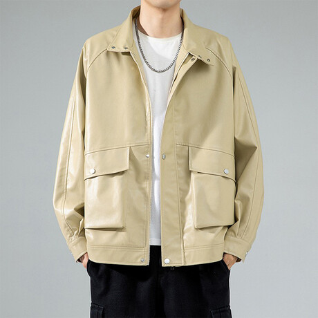 Faux Leather Jacket // Khaki (XS)