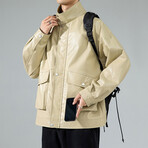 Faux Leather Jacket // Khaki (XL)