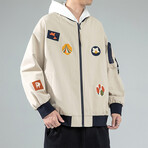 Graphic Bomber Jacket // Beige (XS)
