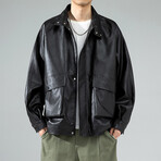 Faux Leather Jacket // Black (XL)