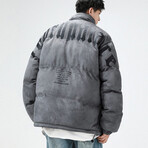Logo High Collar Puffer Jacket // Dark Gray (XS)