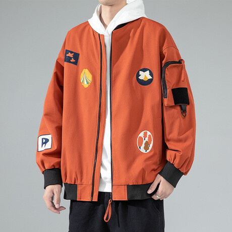 Graphic Bomber Jacket // Orange (XS)