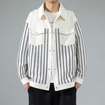 Striped Coach Jacket // White (S)