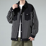 Striped Coach Jacket // Black (S)