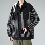 Striped Coach Jacket // Black (S)