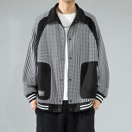 Oversized Checkered Jacket // Black (XS)
