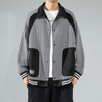 Oversized Checkered Jacket // Black (XL)