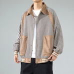 Oversized Checkered Jacket // Coffee (L)