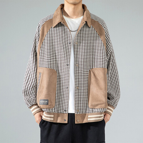 Oversized Checkered Jacket // Coffee (XS)