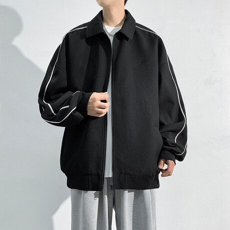 Textured Coach Jacket // Black (XS)