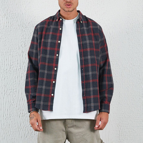 Flannel Button Down Shirt // Black & Plaid (XS)