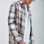 Long Sleeve Flannel Shirt // Beige & Brown Plaid (XS)