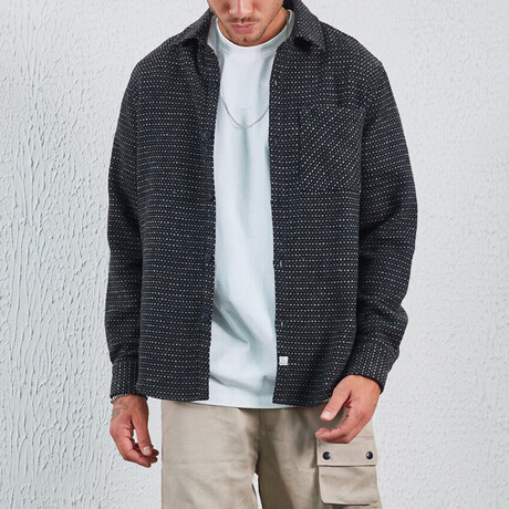 Knitted Overshirt // Khaki & Black (XS)