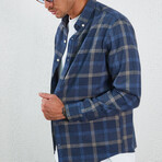 Flannel Button Down Shirt // Blue & Plaid (XS)