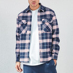 Long Sleeve Flannel Shirt // Navy Blue & Plaid (S)