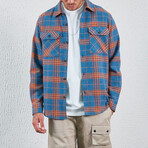 Long Sleeve Flannel Shirt // Blue & Plaid (XS)