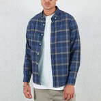 Flannel Button Down Shirt // Blue & Plaid (XS)