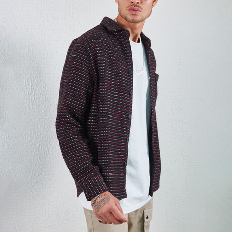 Knitted Overshirt // Burgundy & Black (XS)