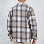 Long Sleeve Flannel Shirt // Beige & Brown Plaid (XS)