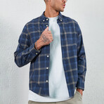 Flannel Button Down Shirt // Blue & Plaid (XS)