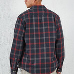 Flannel Button Down Shirt // Black & Plaid (L)