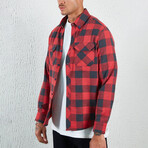 Flannel Button Down Shirt // Red & Black Plaid (XS)