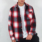 Long Sleeve Flannel Shirt // Black & Red & White Plaid (2XL)
