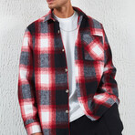 Long Sleeve Flannel Shirt // Black & Red & White Plaid (2XL)