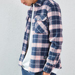 Long Sleeve Flannel Shirt // Navy Blue & Plaid (S)