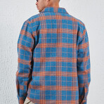 Long Sleeve Flannel Shirt // Blue & Plaid (XS)
