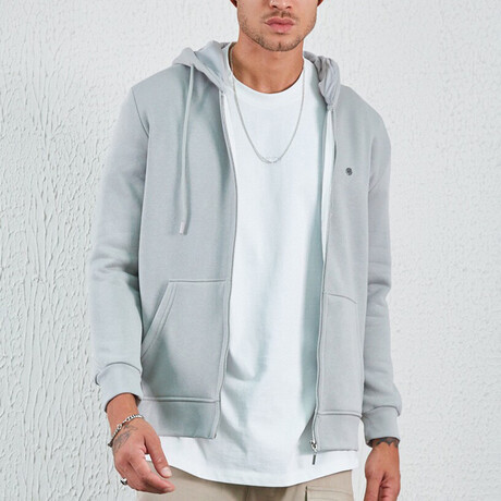 Zip Up Hoodie // Light Gray (XS)