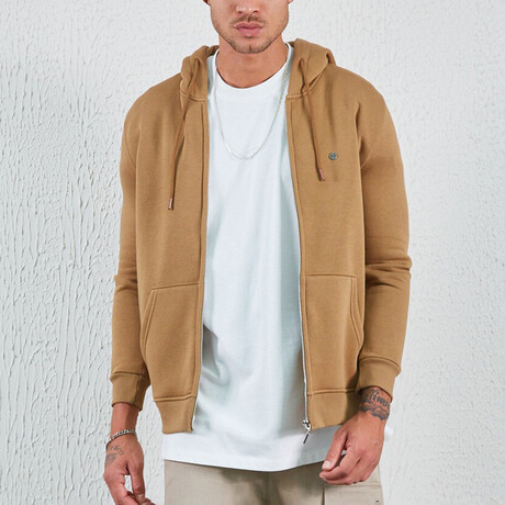 Zip Up Hoodie // Camel (XS)