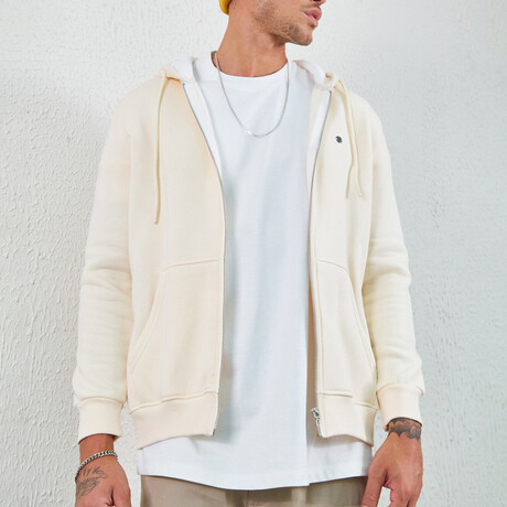 Zip Up Hoodie // Creamy (XS)