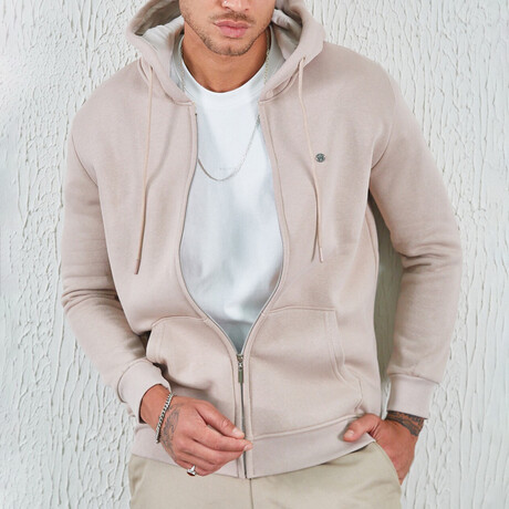 Zip Up Hoodie // Beige (XS)