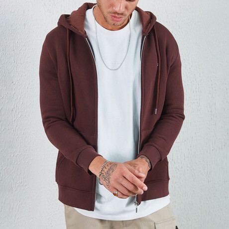 Zip Up Hoodie // Brown (XS)