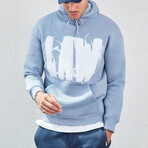 Graphic Hoodie // Light Blue (M)