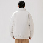 High Collar Puffer Jacket // Cream (XL)