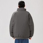 High Collar Puffer Jacket // Dark Gray (M)
