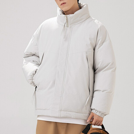 High Collar Puffer Jacket // Cream (XS)