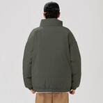 High Collar Puffer Jacket // Dark Green (XL)